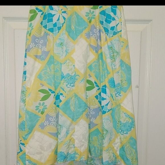 Vintage Lilly Pulitzer strapless patchwork summer ocean dress Sz 2 - Picture 5 of 8